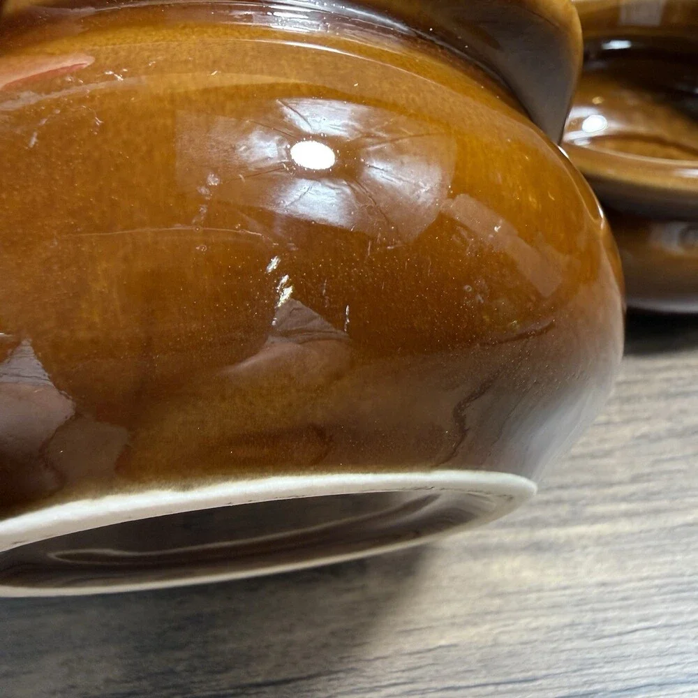 HF Coors China Co CHEFSWARE French Onion Soup Bowl Restaurant Ware Brown Heavy
